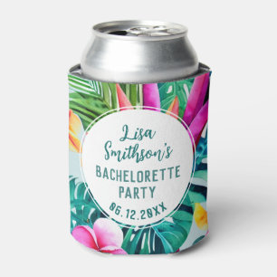 Rafraîchisseur Pour Canette Aquarelle de feuillage tropical Bachelorette perso