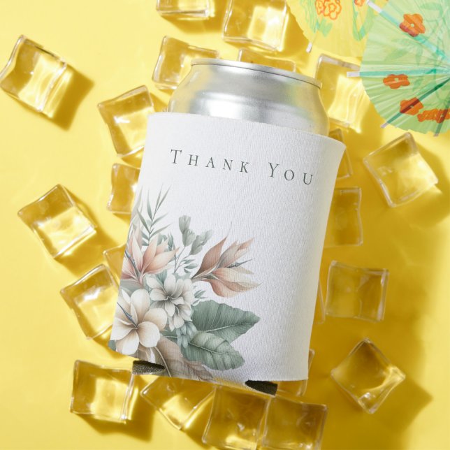 Rafraîchisseur Pour Canette Aquarelle Élégance Tropicale Mariage-Merci- (Été in situ)