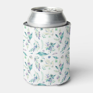Rafraîchisseur Pour Canette Aquarelle florale de lavande verte jade moderne
