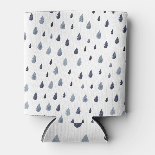 Rafraîchisseur Pour Canette Aquarelle gouttes de pluie, indigo motif sans soud (Devant)