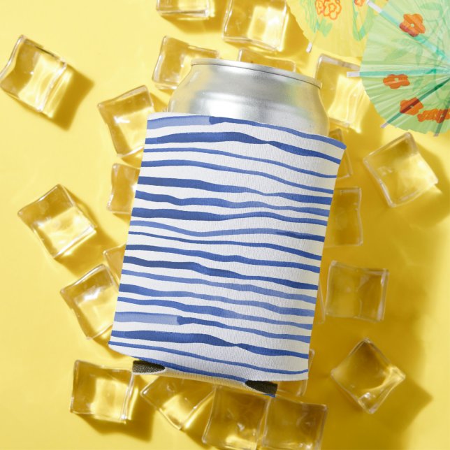 Rafraîchisseur Pour Canette Aquarelle irrégulière lignes simples - bleu (Été in situ)