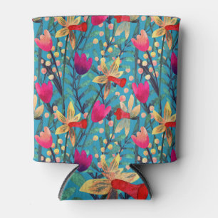 Rafraîchisseur Pour Canette Aquarelle Lumineuse : Design Floral Sans Maille.