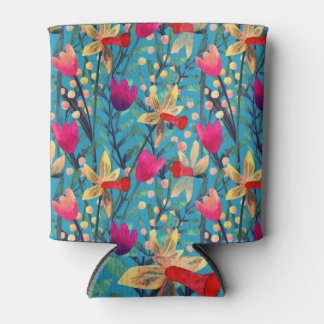 Rafraîchisseur Pour Canette Aquarelle Lumineuse : Design Floral Sans Maille.