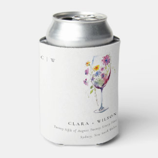 Rafraîchisseur Pour Canette Aquarelle minimale Floral Vin Mariage