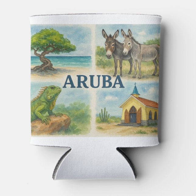 Rafraîchisseur Pour Canette Aquarelle multivu d'Aruba (Devant)