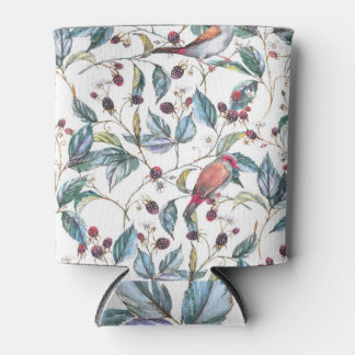 Rafraîchisseur Pour Canette Aquarelle naturelle motif : mûres, oiseaux, f