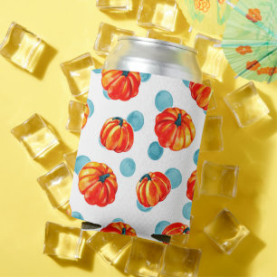 Rafraîchisseur Pour Canette Aquarelle orange Citrouille bleu Pois
