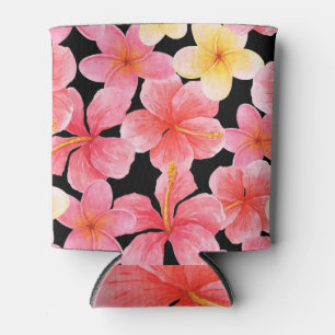 Rafraîchisseur Pour Canette Aquarelle Plumeria Hibiscus Fleurs Motif