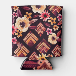 Rafraîchisseur Pour Canette Aquarelle rhombus : motif géométrique floral.