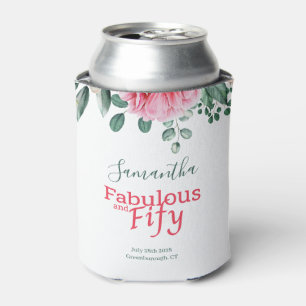 Rafraîchisseur Pour Canette Aquarelle rose Floral 50e fête d'anniversaire Fave