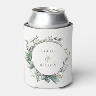 Rafraîchisseur Pour Canette Aquarelle rustique Mariage de serrure vert feuilla
