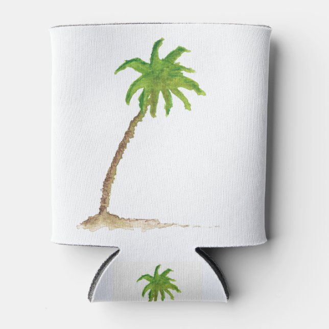 Rafraîchisseur Pour Canette Aquarelle Tropical Beach Palm Tree (Devant)