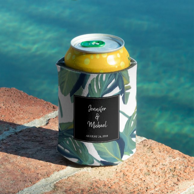 Rafraîchisseur Pour Canette Aquarelle tropicale feuille mariée & mariée Mariag (Piscine in situ)