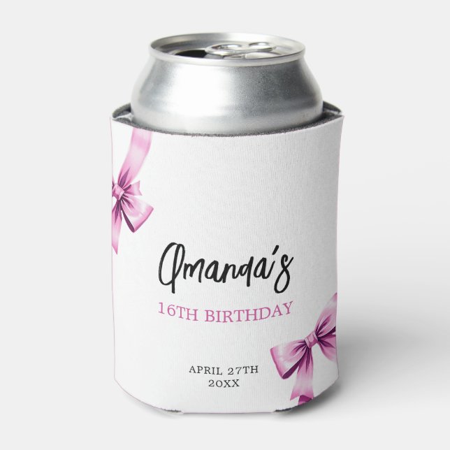 Rafraîchisseur Pour Canette Aquarelle Vaches roses Coquette Sweet 16 Anniversa (Can devant)