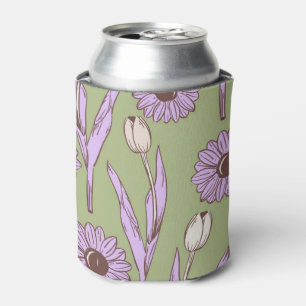 Rafraîchisseur Pour Canette Aquarelle verte violette Florale Boisson Botanique