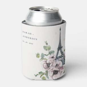 Rafraîchisseur Pour Canette Aquarelle vintage Tour Eiffel Mariage Floral