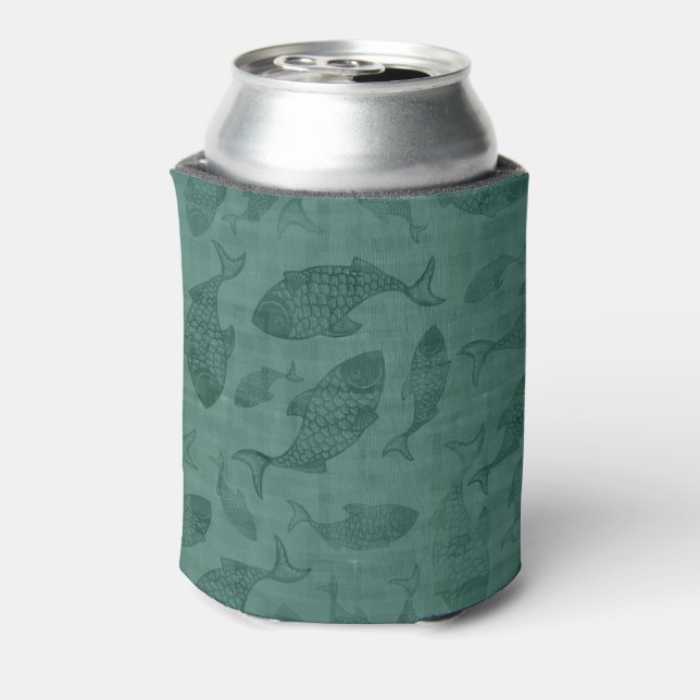 Rafraîchisseur Pour Canette Aquatic Fish Stencil Art Teal Bokeh Pattern (Can Dos)