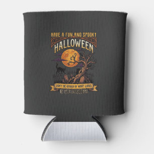 Rafraîchisseur Pour Canette Arbre effrayant Halloween pleine lune chat noir ci