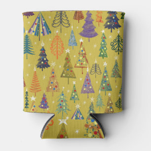Rafraîchisseur Pour Canette Arbres de Noël colorés : Arrière - plan festif.