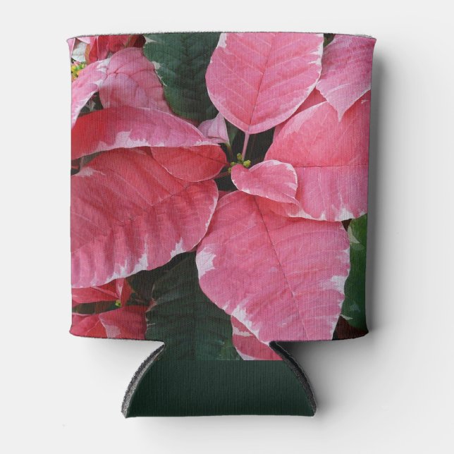 Rafraîchisseur Pour Canette Argent Star Marbre Poinsettias Pink Holiday Floral (Devant)