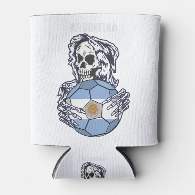Rafraîchisseur Pour Canette Argentine Soccer Jersey Avec Skull Funny Soccer (Devant)
