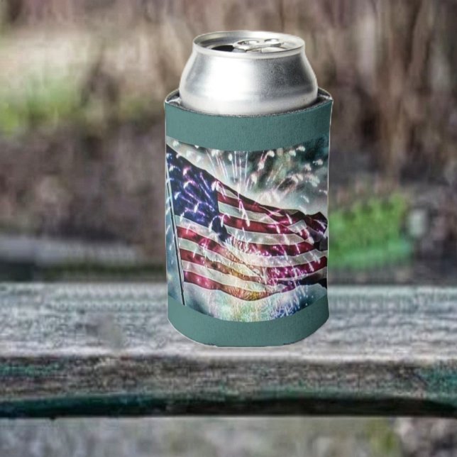 Rafraîchisseur Pour Canette Arrière-plan Fireworks (Keep your canned drink cool, as you help celebrate our Independence!)