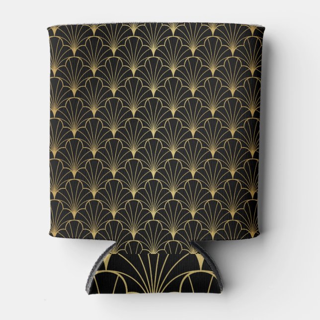Rafraîchisseur Pour Canette Art Déco, Feuille classique géométrique. (Devant)