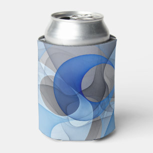 Rafraîchisseur Pour Canette Art graphique fractal abstrait bleu gris moderne