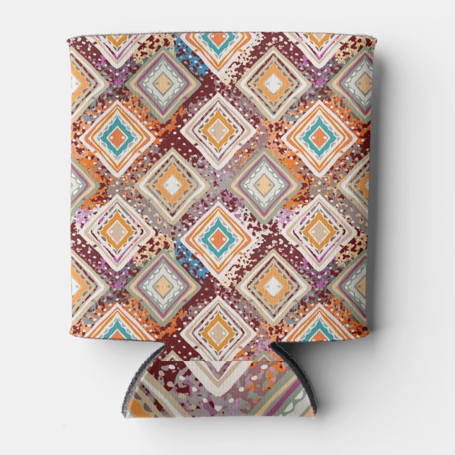 Rafraîchisseur Pour Canette Art tribal ethnique, géométrie abstraite. (Devant)