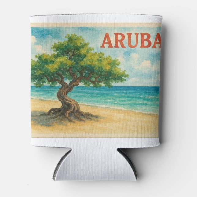 Rafraîchisseur Pour Canette Aruba Divi Tree Eagle Beach aquarelle (Devant)
