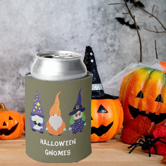 Rafraîchisseur Pour Canette Assistant Citrouille Sorcière Halloween Gnomes (Wizard Pumpkin Witch Halloween Gnomes Can Cooler)