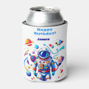 Rafraîchisseur Pour Canette Astronaut coloré et Univers en couleurs vives
