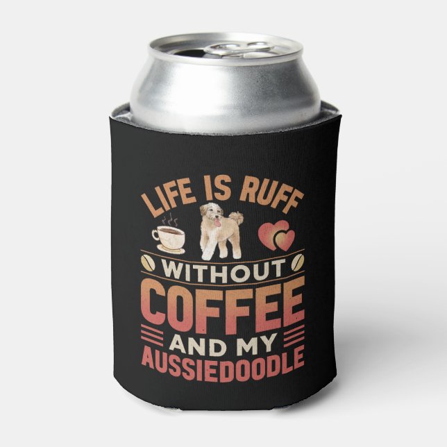 Rafraîchisseur Pour Canette Aussiedoodle Chien Et Café (Can devant)