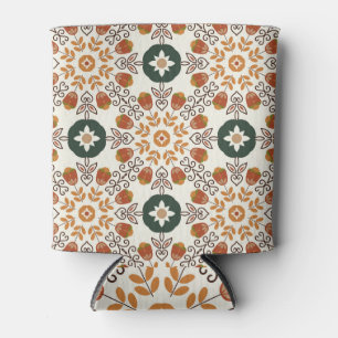 Rafraîchisseur Pour Canette Automne Floral Géométrique, Vintage sans fil.