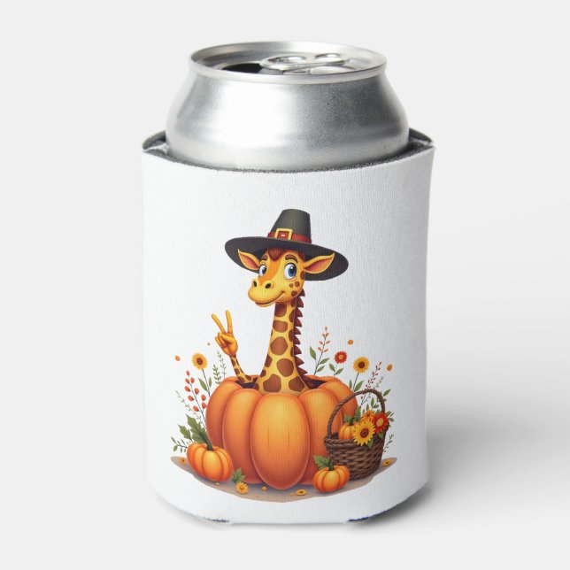 Rafraîchisseur Pour Canette Autumn Pumpkin Fall Giraffe Thanksgiving Womens Me (Can devant)