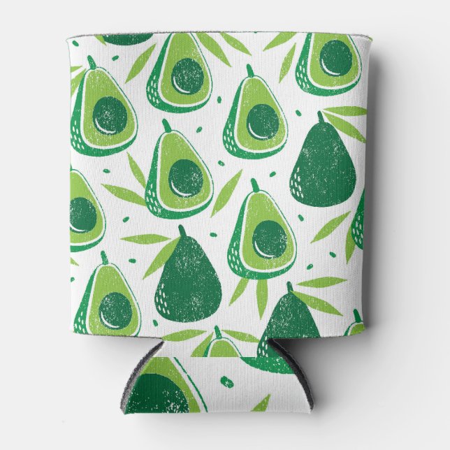 Rafraîchisseur Pour Canette Avocado, timbre texturé, motif transparent. (Devant)