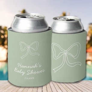 Rafraîchisseur Pour Canette Baby shower de ruban vert Sage personnalisé Favori