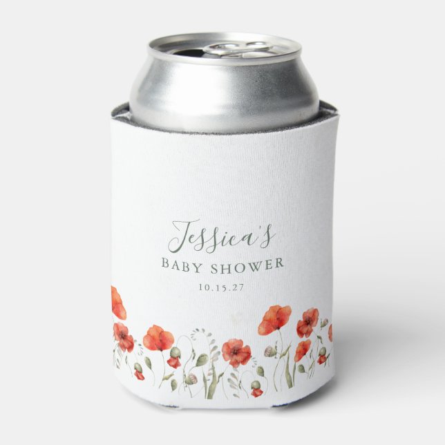 Rafraîchisseur Pour Canette Baby shower Floral Jardin du Pavot Rouge personnal (Can devant)