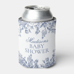 Rafraîchisseur Pour Canette Baby Shower Floral Vintage Chinoiserie Bleue