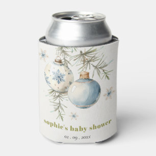 Rafraîchisseur Pour Canette Baby shower Garçon de Noël Bleu Minimal d'hiver