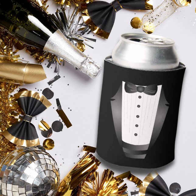 Rafraîchisseur Pour Canette Bachelor Party Groomsman Team Groom black tuxedo (Bachelor Party Groomsman Team Groom black tuxedo Can Cooler)