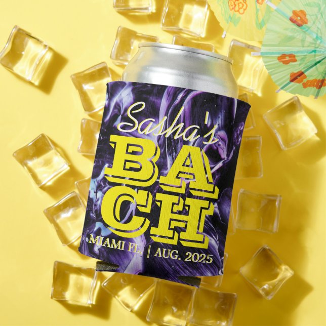 Rafraîchisseur Pour Canette Bachelorette élégante en marbre violet Personnalis (Été in situ)