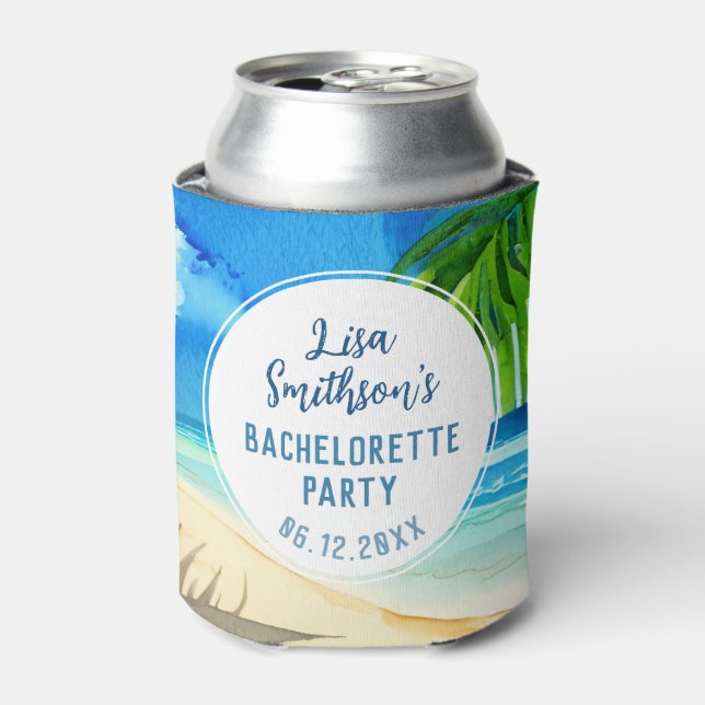 Rafraîchisseur Pour Canette Bachelorette personnalisée Cute Tropical Beach (Can devant)