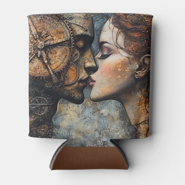 Rafraîchisseur Pour Canette Baiser romantique Steampunk (Devant)