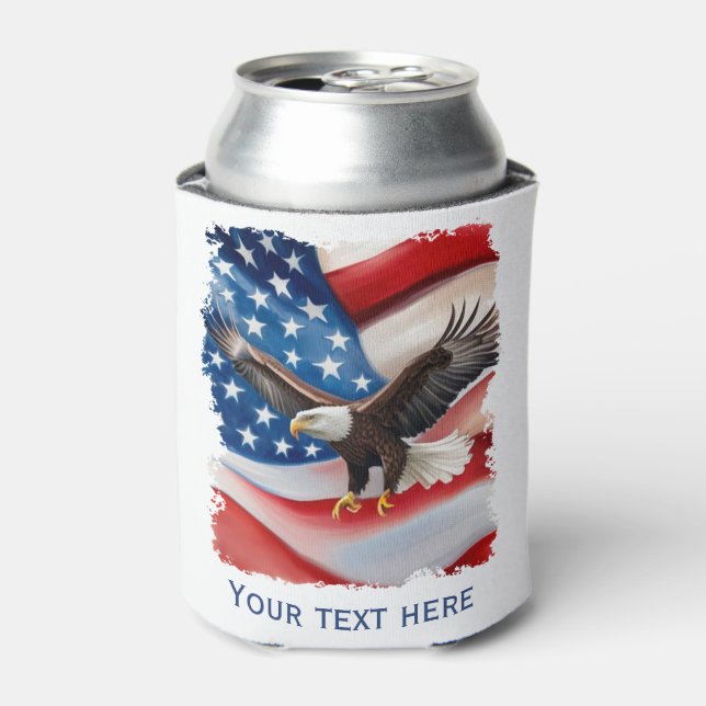 Rafraîchisseur Pour Canette Bald Eagle & US Drapeau 4 juillet (Can devant)