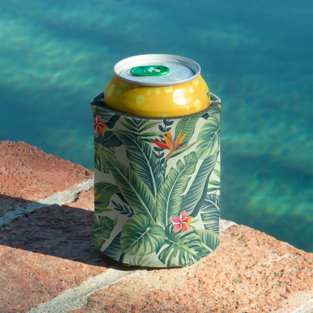 Rafraîchisseur Pour Canette Banane tropicale Monstera Palm Feuilles & Fleurs (Piscine in situ)