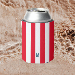 Rafraîchisseur Pour Canette Bande de cabane rouge et monogramme de marine pers