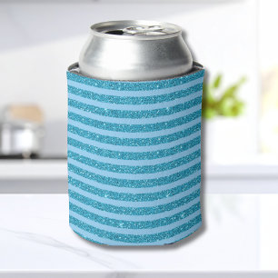 Rafraîchisseur Pour Canette Bandes Horizontales de Style Pailleté Bleu Océan C