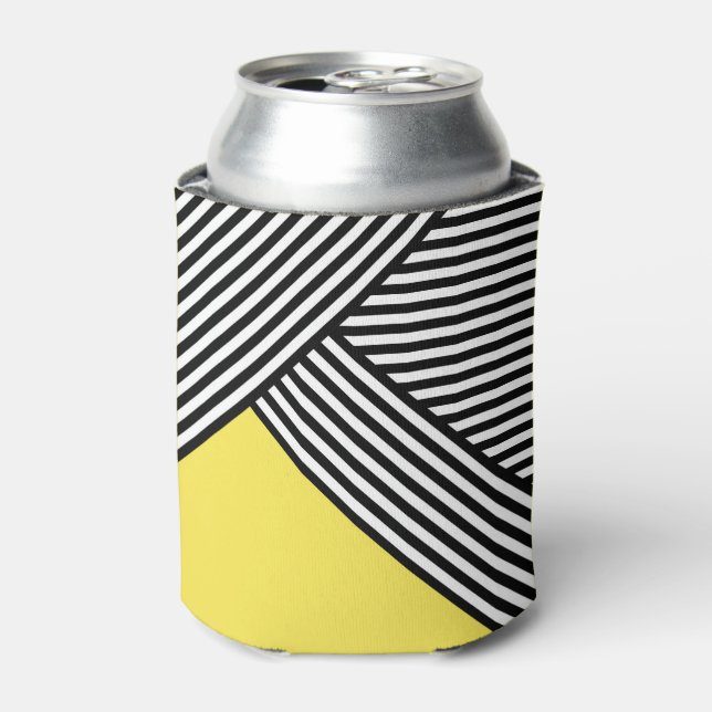 Rafraîchisseur Pour Canette Bandes noires et blanches avec triangle jaune (Can devant)