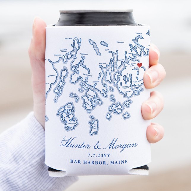 Rafraîchisseur Pour Canette Bar Harbour Maine Mariage Favoriser Boisson (This Bar Harbor Maine Can Coozie is the perfect wedding favor for your coastal Maine event)